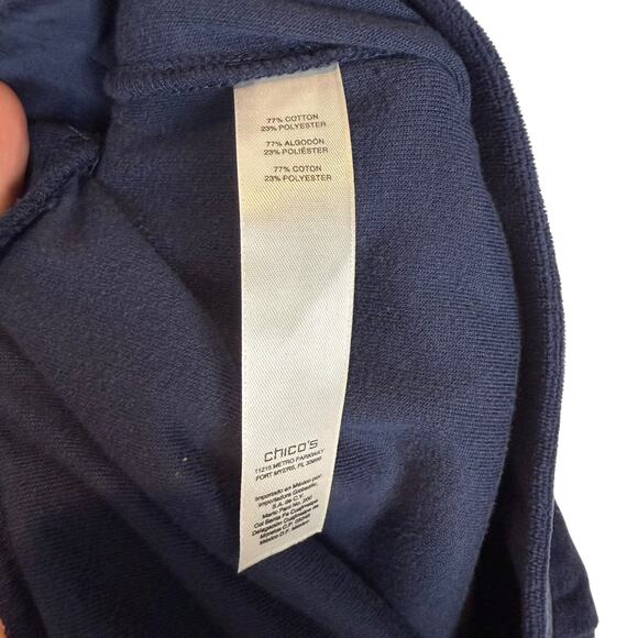 Weekends By Chico's Pants Womens 3 Blue Velvet High-Rise Elastic Waist Pull On - Picture 13 of 13